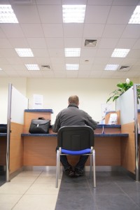 man in bank office